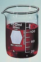 KIMAX BRAND GRIFFIN, LOW FORM BEAKER WITH CAPACITY SCALE 100ml.